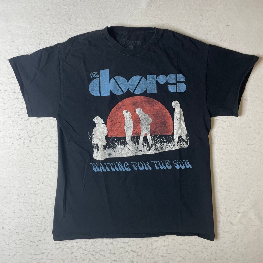 The Doors Waiting‎ For The Sun Graphic T-Shirt Mens Medium Black Rock Band Tee